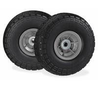 8 ruedas para carretillas, neumáticos de goma maciza antidesgaste, 4.1/3.5-4", eje de 16 mm, capacidad de hasta 150 kg, altura x profundidad: 26 x 8,5 cm, color /gris