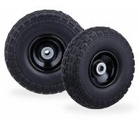 8 ruedas para carretillas, neumáticos de goma maciza antidesgaste, 4.1/3.5-4, eje de 16 mm, capacidad de hasta 150 kg, altura x profundidad: 26 x 8,5 cm, color