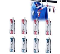8 Uds Perchas Plegables, Giratorias 360°,38.5×5.3×15.5Cm | Reutilizables Y Compactas Para Ahorro De Espacio,Perchas Plegables Portátiles,aptas para viajes y hoteles,Rojo, Azul