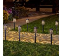 8 Unidades Luces Solares LED Estaca Marroquí Blanco Cálido Exterior
