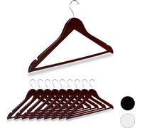 80 perchas de madera, con ranuras, barra para pantalones, perchas para ropa, gancho giratorio de 360°, perchas de madera, 44,5 cm de ancho, color marrón