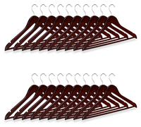 80 perchas de madera, perchas para ropa, para camisas y pantalones, giratorias 360°, diseño clásico, dimensiones de la percha: 23 x 44 cm, perchas de madera, color marrón