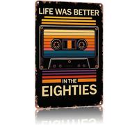 80s Music Cassette Tape Metal Sign Vintage Home Wall Plaque 8 X 12 in