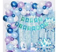 81 globos temáticos de Frozen, globos azules de Frozen para cumpleaños, guirnalda de globos, decoración para fiestas de cumpleaños