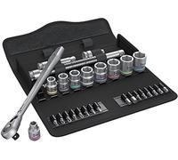 Wera Juego de carraca Zyklop Metal 8100 SB8 – Cuadradillo 3/8" métrico, palanca inversión, 29 piezas