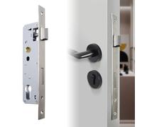 85 x 30 MM Cerradura Embutida Monopunto para Puertas, Plata | Cerradura de Encastrar Cerradura de Puerta de Acero Inoxidable,Picaporte Giratorio 360°,para Puertas Izquierdas y Derechas