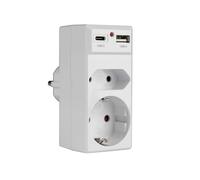 85318 - Enchufe de carga múltiple con conector USB C (2 enchufes, 1 Schuko y 1 euro), color blanco