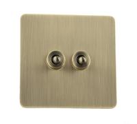 86 interruptores basculantes, marco verde bronce cepillado, placa de interruptor de 1 a 4 vías, 1/2 vías, para caja empotrada estándar, 86 x 86 mm, montaje en pared, accesorios de interruptor (2