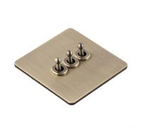 86 interruptores basculantes, marco verde bronce cepillado, placa de interruptor de 1 a 4 vías, 1/2 vías, para caja empotrada estándar, 86 x 86 mm, montaje en pared, accesorios de interruptor (3