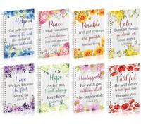 8Pcs Christian Spiral Notebooks Prayer Journals for Women 5.5x8.3In Floral Bible Verse Notebook Bulk with Scripture A5 Inspirational Religious Journal for Church Sunday School Gift Spiritual Supplies
