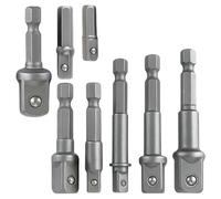 8PCS Set de Adaptadores de Vasos, Adaptador Hexagonal a 1/4", 3/8", 1/2" Vaso, Acero Cromo-Vanadio Adaptador de Vaso para Taladro y Atornillador