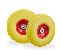 8x ruedas para carretillas, neumáticos amarillos y rojos, goma maciza 4.1/3.5-4