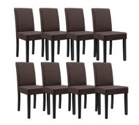 8x sillas tapizadas de piel sintética con patas de madera 90x42x48 cm en marrón mate [en.casa]