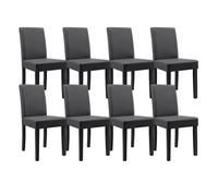 8x sillas tapizadas de piel sintética con patas de madera 90x42x48 cm gris oscuro [en.casa]
