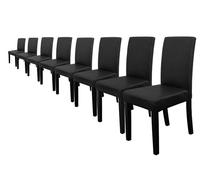 8x sillas tapizadas de piel sintética con patas de madera 90x42x48 cm negro [en.casa]