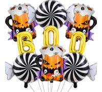 9 globos de Halloween, bonitas letras doradas, calabaza, caramelos, decoraciones de fiesta de Halloween, suministros de decoración de fiesta de boda