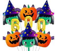 9 globos de Halloween, bonitas letras doradas, globos de calabaza de bruja para decoración de fiesta de Halloween, suministros de decoración de fiesta de boda