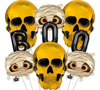 9 globos de Halloween, bonitas letras negras con calavera, globos para decoración de fiesta de Halloween, suministros de decoración de fiesta de boda