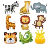 9 piezas Globos de Animales, XXL León Tigre Elefante Globo, Animales del Bosque Jirafa Globos, Gigante la selva cocodrilo cebra mono globo, safari animales globos para Niños Cumpleaños Fiesta