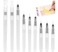 9 Piezas Pinceles Acuarela Recargables, Pincel con Deposito de Agua, Pincel de Agua, Water Brush para Pintura Artistica Calligrafia