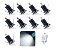 9 uds Mini Foco LED 12V 1W, IP65 Impermeable Small Spot Lights Empotrable, Ø15mm Downlight Spotlight Exterior Escaleras Pasillos Para Vitrinas Cuadros Pequeños Ducha Nicho Techo(Negro Frío 30°)