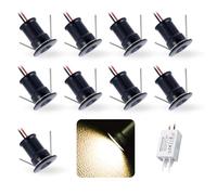 9 uds Mini Foco LED 12V 1W, IP65 Impermeable Small Spot Lights Empotrable, Ø15mm Downlight Spotlight Exterior Escaleras Pasillos Para Vitrinas Cuadros Pequeños Ducha Nicho Techo(Negro Cálido 120°)