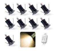 9 uds Mini Foco LED 12V 1W, IP65 Impermeable Small Spot Lights Empotrable, Ø15mm Downlight Spotlight Exterior Escaleras Pasillos Para Vitrinas Cuadros Pequeños Ducha Nicho Techo(Negro Cálido 30°)