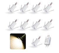 9 uds Mini Foco LED 12V 1W, IP65 Impermeable Small Spot Lights Empotrable, Ø15mm Downlight Spotlight Exterior Escaleras Pasillos Para Vitrinas Cuadros Pequeños Ducha Nicho Techo(Blanco Cálido 120°)