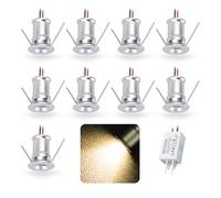 9 uds Mini Foco LED 12V 1W, IP65 Impermeable Small Spot Lights Empotrable, 15mm Downlight Spotlight Exterior Escaleras Pasillos Para Vitrinas Cuadros Pequeños Ducha Nicho Techo(Plata Cálido 30°)