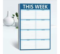 90 páginas en un Planificador semanal, bloc de notas magnético con listas de tareas para la oficina o la escuela, Azul Oscuro (versión inglesa)