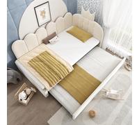 90 x 200 cm sofá cama con cama nido terciopelo beige habitación infantil cama de invitados