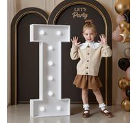 90cm Blanco Letras Luminosas Decoración Cumpleaños Bautizo Fiesta, Cumpleaños Feliz Letras Decorativas, Letras LED Aniversario de Boda, La Fiesta de las Letras, Letras Luminosas Grandes, Letra I