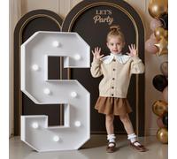 90cm Blanco Letras Luminosas Decoración Cumpleaños Bautizo Fiesta, Cumpleaños Feliz Letras Decorativas, Letras LED Aniversario de Boda, La Fiesta de las Letras, Letras Luminosas Grandes, Letra S