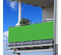 90x1000cm Pantalla de Privacidad Balcón Cortavientos Anti-UV Tela Opaca Impermeable Densidad 200 g/㎡ Cubierta de Valla para Terraza de Jardín con Bridas y Cuerdas/Verde