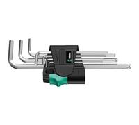 Wera Juego de llaves acodadas métricas 950/7 Hex-Plus 1, cromado mate, 7 piezas