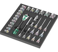9722: Juego de herramientas Zyklop 1/2", 31 piezas, con llave de trinquete y vasos, en bandeja de espuma para carro de herramientas (color /gris)