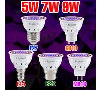 9W E27/E26 luz LED de cultivo GU10 lámpara de espectro completo para plantas E14 para interior maceta fruta Growbox bombilla de cultivo MR16 AC220V 5W 7W