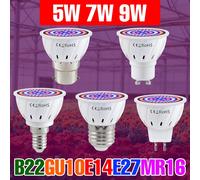 9W E27 LED luz de cultivo E14 220V lámpara de plantas GU10 foco MR16 interior flor en maceta cultivo de vegetales caja de cultivo iluminación de relleno