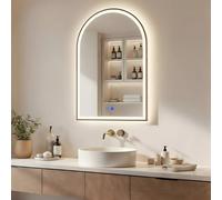 A ARTFORMA Espejo de Baño con luz Iluminación LED, Marco Oro Cepillado - 70x100 cm - Elíptico - Interruptor táctil, Intensidad Regulable 10-100%, Temperatura de Color Regulable, Estera de Calefacción