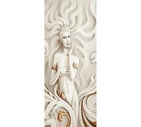 A.Monamour Pegatinas Decorativas de Puerta Autoadhesivo 3D Mujer En Relieve Figura Blanca Escultura Pintura Arte Vinilo para Puertas Mural PVC Pegatinas de Pared Foto Poster 77 x 200 cm