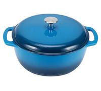 A. Olla redonda Schmortopf de hierro fundido esmaltado con tapa, 5,7 litros, color azul