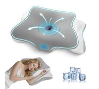 A-Pce Almohada Cervicales y Cuello Viscoelastica, 2 en 1 Almohada Cervical Ergonómico Espuma de Memoria Almohadas Ortopedica para Soporte de Cabeza/Cuello/Hombro, 66x39x10/13cm, Gris