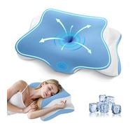 A-Pce Almohada Cervicales y Cuello Viscoelastica, 66x39x10/13cm, Azul
