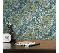 A.S. Création Architects Paper Art of Eden 390572 - Papel pintado para pared, diseño floral, 10,05 m x 0,53 m, color verde, azul y negro