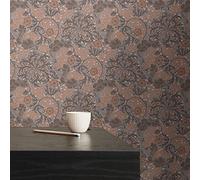 A.S. Création Architects Paper Art of Eden 390593 - Papel pintado para pared, diseño floral, 10,05 m x 0,53 m, color naranja y gris