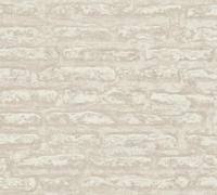 A.S. Création Attractive 2 390271 - Papel pintado de piedra (10,05 m x 0,53 m), color marrón claro y blanco