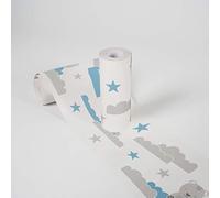 A.S. Création Cenefas Adhesivas Para Los Niños Lovely Kids Dreamy Bears 5.00 m x 0.155 m Azul Blanco Gris Fabricado en Alemania 403723
