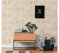 A.S. Création Famous Garden 393491 - Papel pintado no tejido (10,05 m x 0,53 m), diseño floral, color blanco, naranja y amarillo
