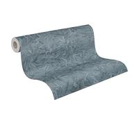 A.S. Création History of Art 2 790466 - Papel pintado no tejido floral, 10,05 m x 0,53 m, color azul metalizado