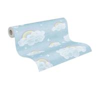 A.S. Création Lilly & Luis papel pintado no tejido con motivo para niños en azul, multicolor, blanco - papel pintado nubes 10,05 x 0,53 m - 771441